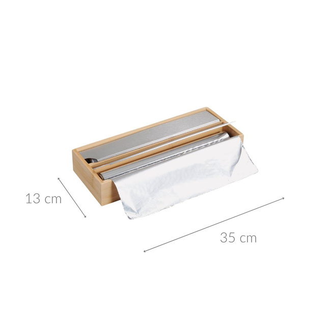 Dozator folie alimentara, doua compartimente, bambus, 35 x 13 cm
