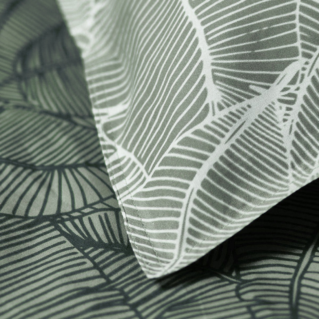 Set lenjerie de pat din bumbac Leaves, reversibila, 220 x 240 cm