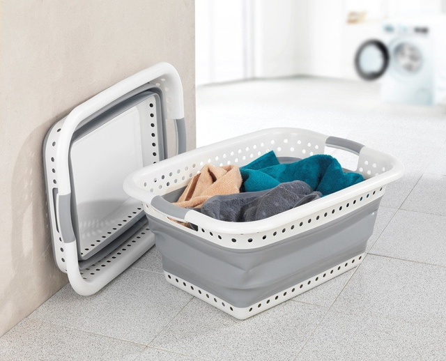 Coș de rufe, recipient pliabil din plastic cu 2 mânere - 38 l