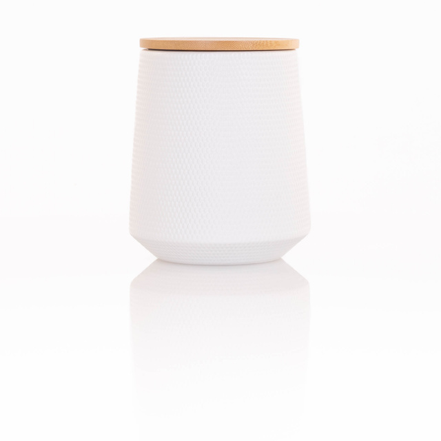 Recipient ceramic cu capac din bambus, 1080 ml