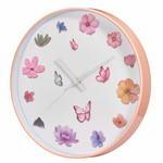 Ceas de perete cu motiv floral, Ø 30 cm, roz