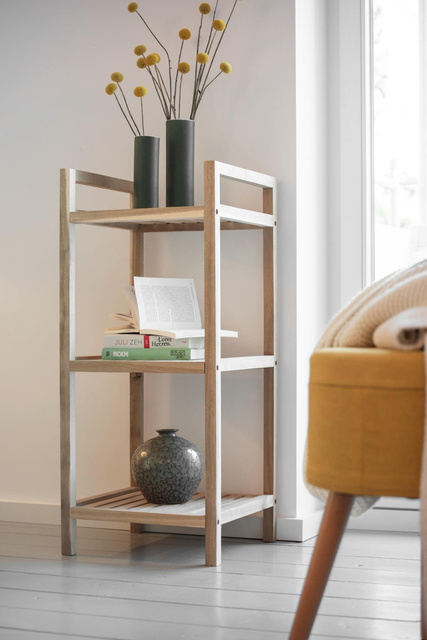 Raft pentru baie ACINA cu trei rafturi, lemn de salcam, Wenko