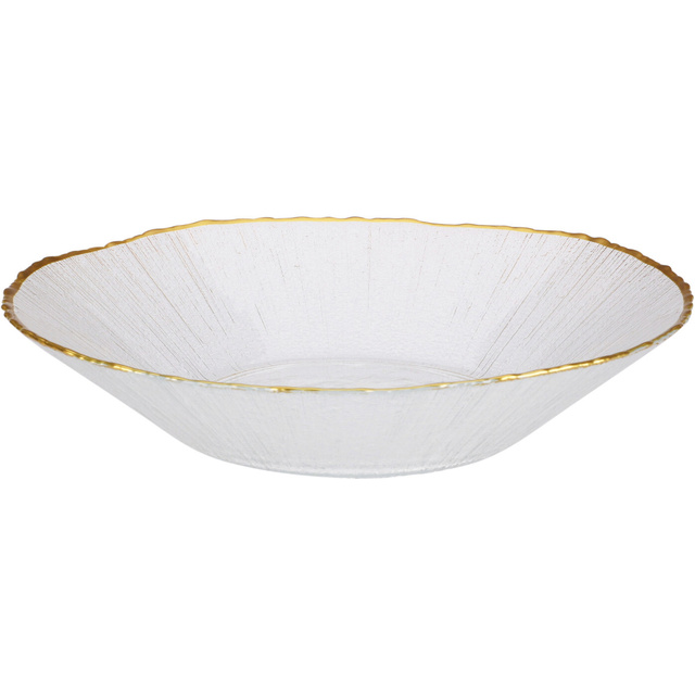 Farfurie adâncă din sticlă cu margine aurie DATURA, 20 cm