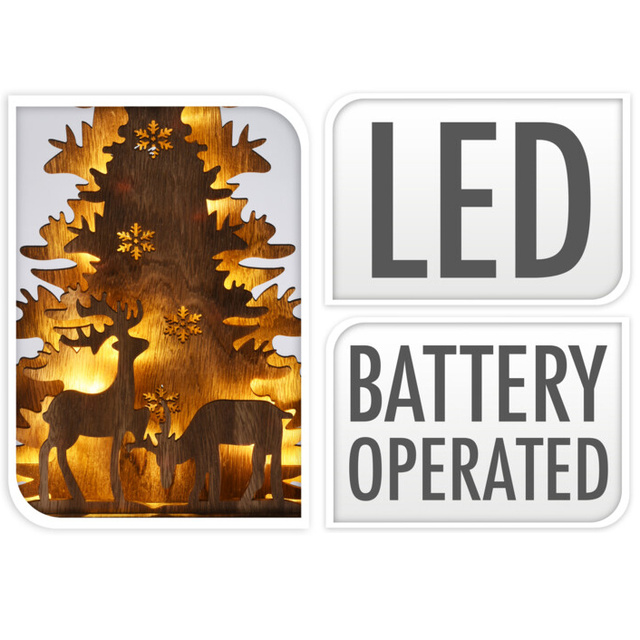 Decor 3D din lemn de Crăciun, iluminare LED