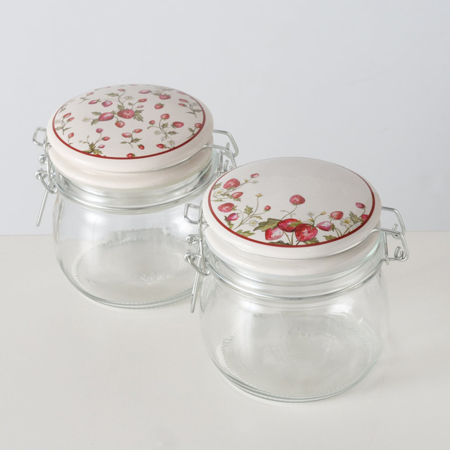 Borcan decorativ de bucatarie cu capac EMILY, 450 ml