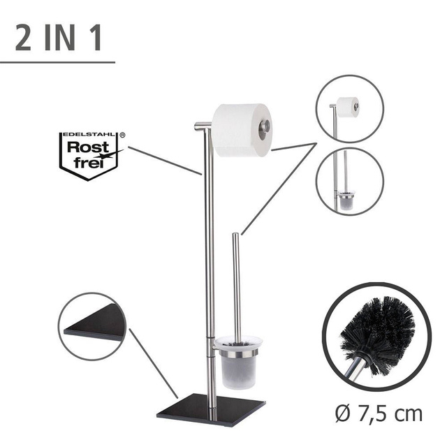 Suport pentru hârtie igienică și perie de toaletă, LIMA - 2 în 1, WENKO