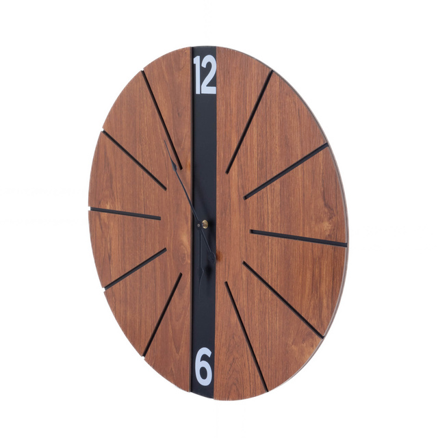 Ceas de perete cu cadran minimalist imitand lemnul, mdf, Ø 60 cm