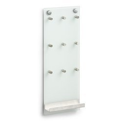 Tablă de sticlă pentru chei, 9 cârlige + raft, ZELLER