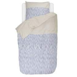 Set de lenjerie din bumbac satinat cu modele în culorile albastru și bej, 140 x 220 cm, Esprit