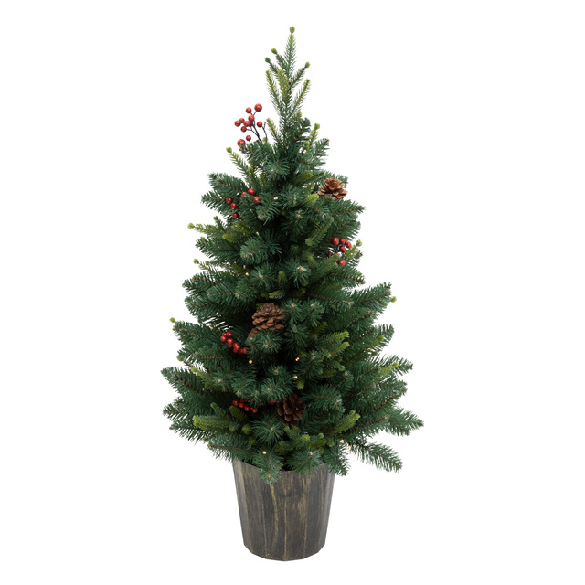 Brad artificial în ghiveci KAPPI, cu luminițe, 90 cm