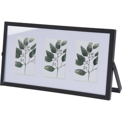 Rama metalică pentru trei fotografii, passe-partout, 22 x 12 x 1 cm