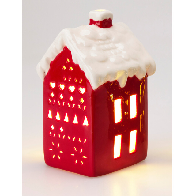 Lampă LED în formă de casă, 13 cm, roșie