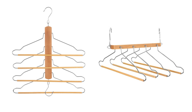 Umeraș pentru pantaloni din lemn, 4 elemente incluse