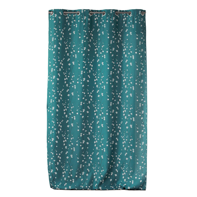 Perdea SAKURA grafit, cu inele, model floral