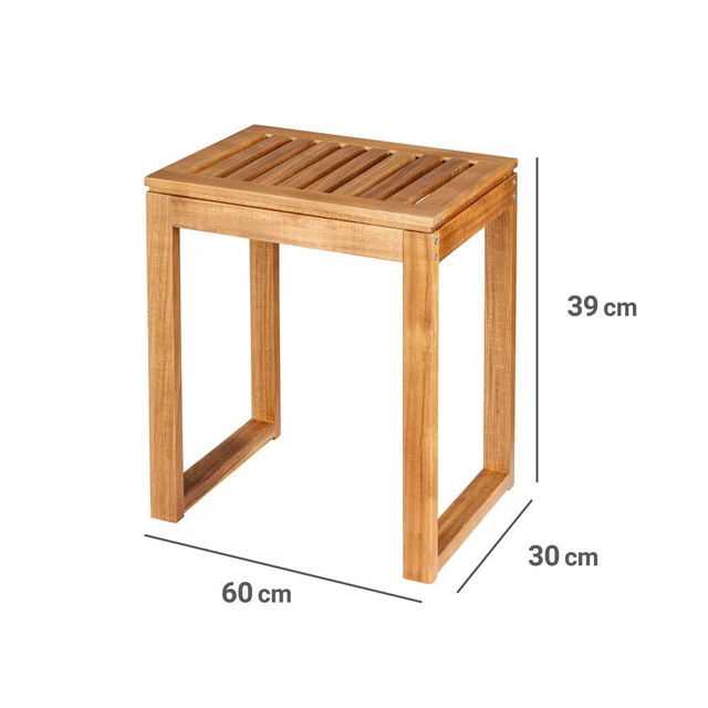 Taburet de baie din lemn de salcâm FONDI, înălțime 46 cm
