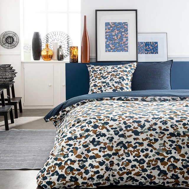 Lenjerie de pat din bumbac Watercolors, reversibila, 220 x 240 cm