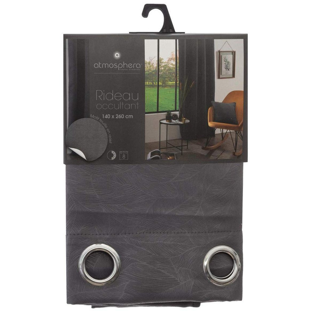 Perdea cu ghidaje modernă cu motiv de frunze, 140 x 260 cm