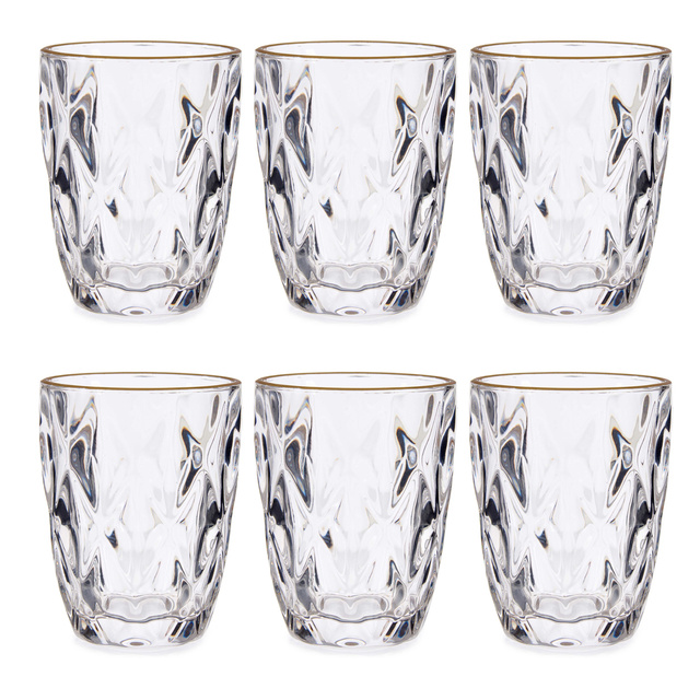 Set 6 pahare cu margine aurie, 270 ml