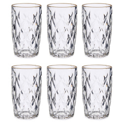 Set 6 pahare cu margine aurie, 340 ml