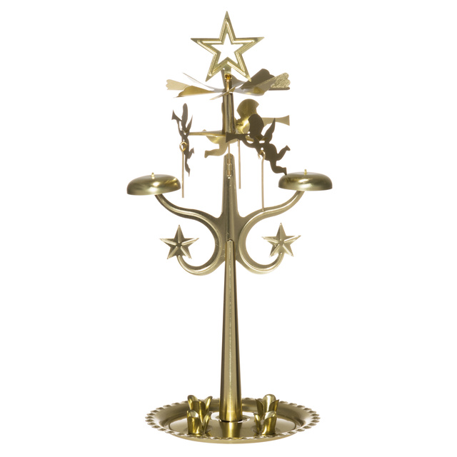 Candelabru metalic cu carusel pentru lumânări conice, 28 cm