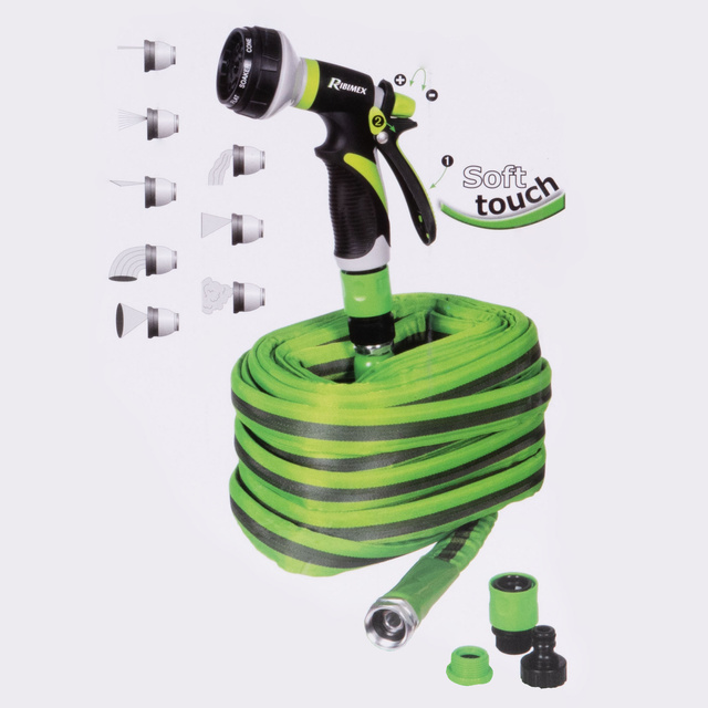 Furtun de gradina extensibil cu capat pistol cu 8 moduri RIBIMEX