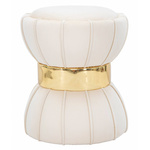 Taburet din velur cu detaliu auriu, 40 cm, negru