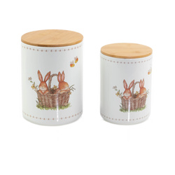 Recipiente de bucatarie din ceramica Charmy, model cu iepuras, 2 bucati