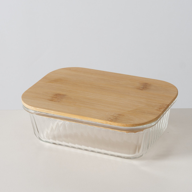 Recipiente pentru alimente LUKA cu capac din bambus, 2 buc.