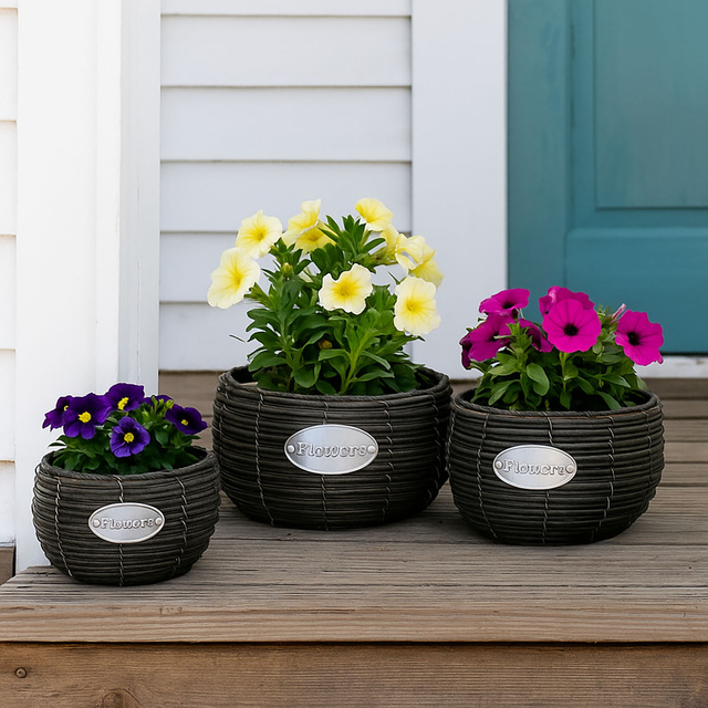 Set ghivece rotunde, 3 buc, diferite dimensiuni