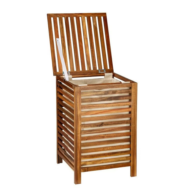 Coș de rufe din lemn cu capac FONDI, înălțime 65 cm