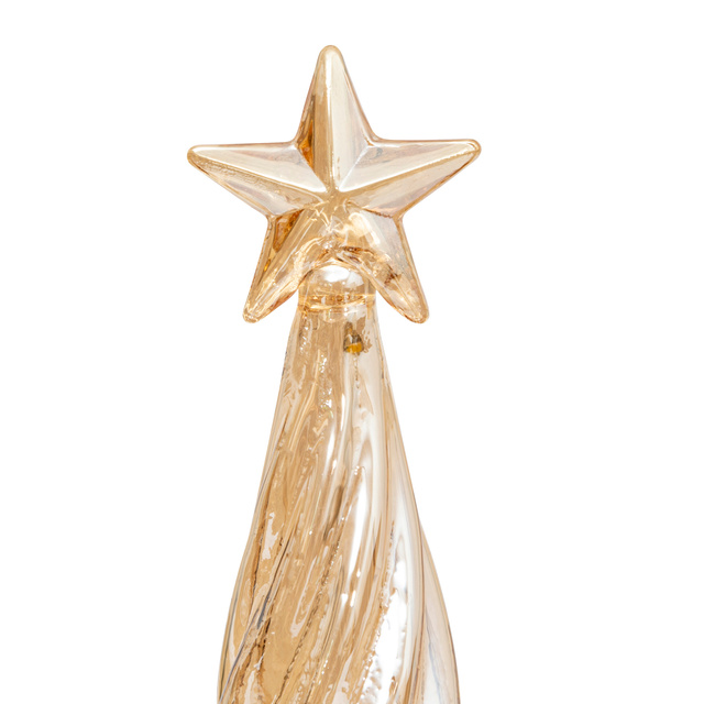 Brad de Crăciun auriu, decorat cu LED, 29,5 cm