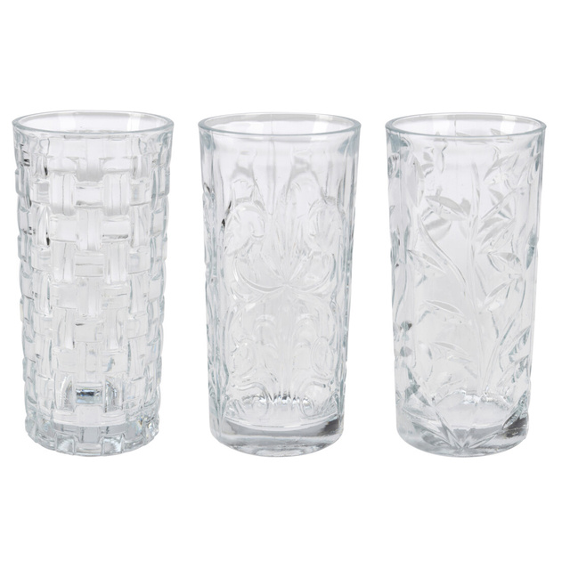 Set 3 pahare cu model, 380 ml
