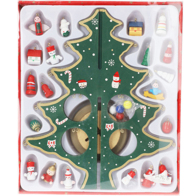 Brad pliabil cu decorațiuni suspendate, ornament din lemn de 26 cm