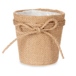 Husa pentru ghiveci impletit cu fundita de iuta, Ø 10 cm