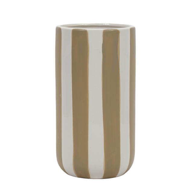 Vaza din ceramica cu dungi verticale groase, Ø 12 x 20 cm