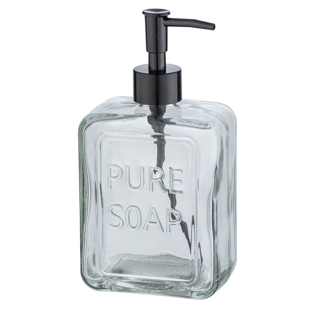 Distribuitor de sapun lichid PURE, sticla transparenta, 550 ml, Wenko