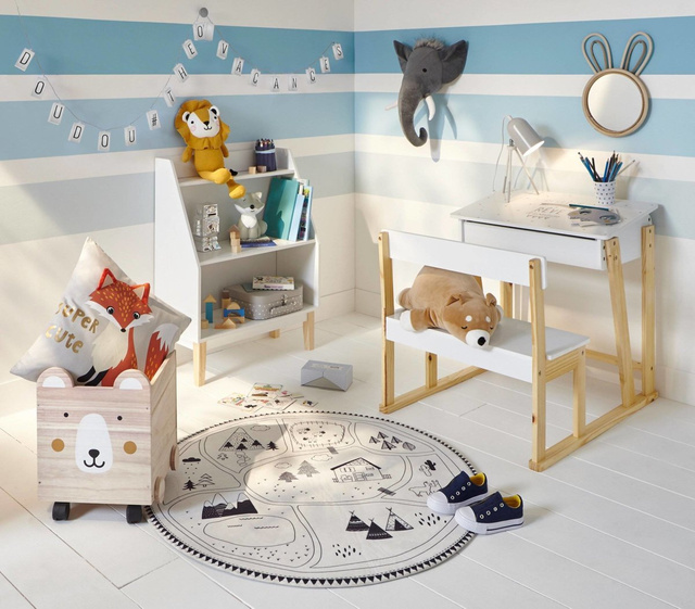 Birou retro pentru copii cu spatiu de depozitare, Atmosphera , alb