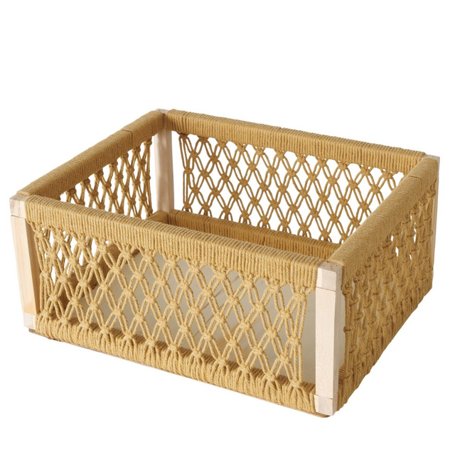 Cutii din lemn Winny cu impletitura decorativa, 3 bucati