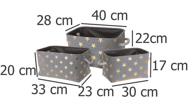 Coșuri de depozitare STARS, 3 dimensiuni