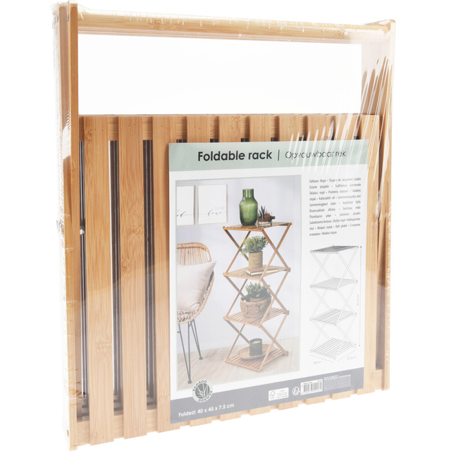 Raft din bambus pentru baie, 4 nivele, 40 x 45 x 75 cm