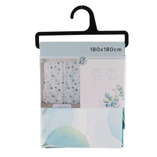 Cortină de duș cu model de eucalipt AQUARELLE, 180 x 180 cm