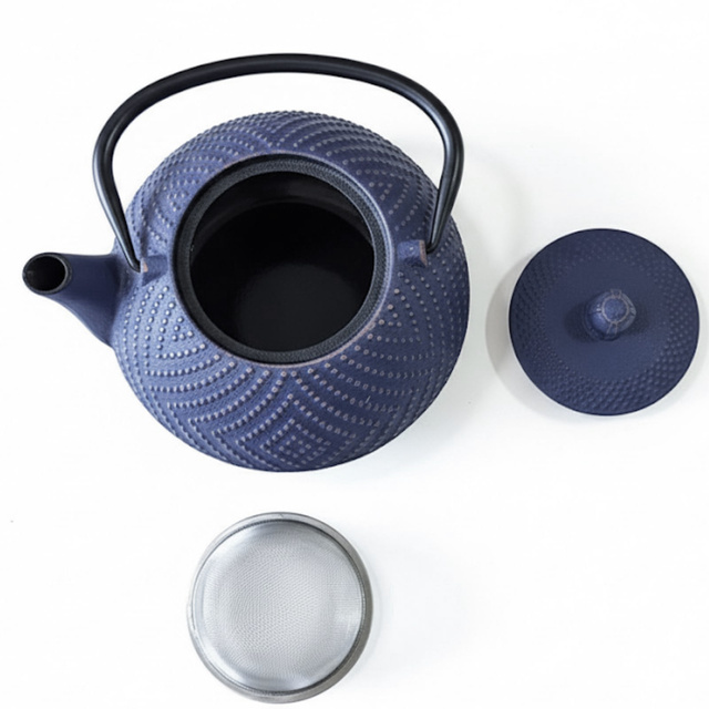 Ceainic din fontă cu infuzor KAMIN, 900 ml, bleumarin