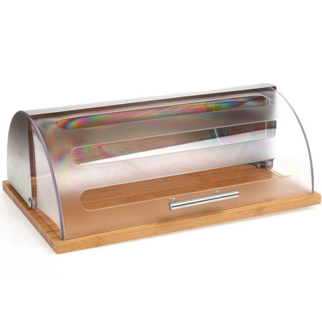 Cos servire pentru paine, Secret de Gourmet, 37x27x15 cm, Lemn, Maro/Transparent