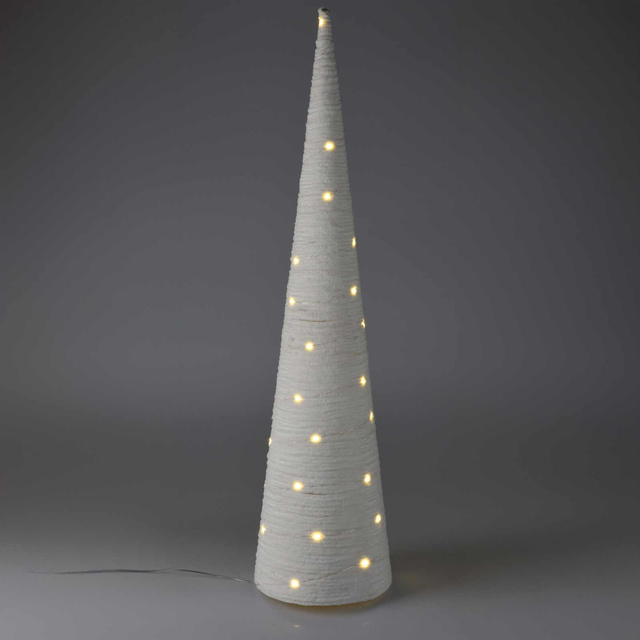 Brad de Crăciun conic din material cu LED, 80 cm