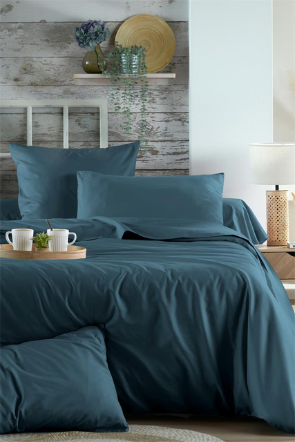 Cearceaf de corp din bumbac, bleumarin, ELYSEE