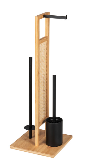 Suport pentru hartie igenica si perie WC RIVALTA, 3in1, bambus, WENKO