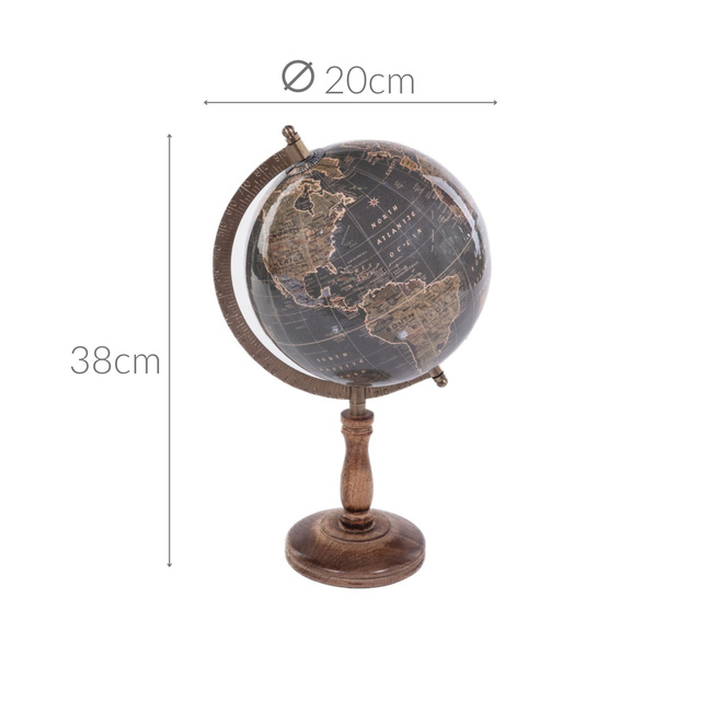 Glob de birou, lemn, negru, 38 cm