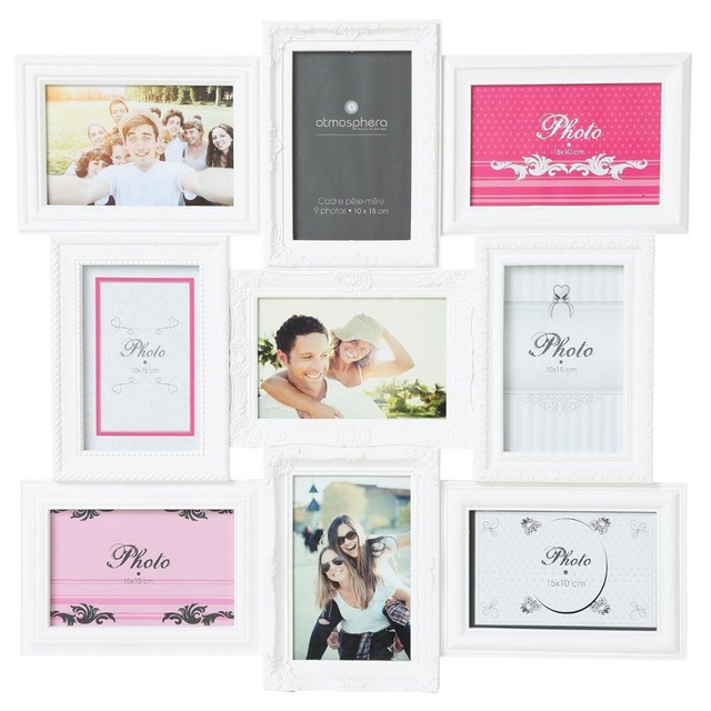 Rama foto colaj 9 fotografii, Alb, 50x50x2 cm, Atmosphera Créateur d'intérieur,