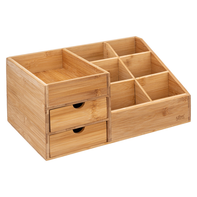 Organizator din bambus pentru cosmetice, 3 sertare