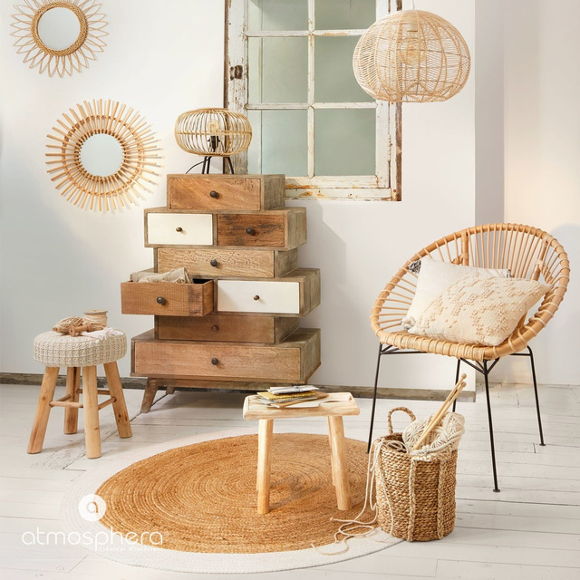 Oglindă într-un cadru rotund, de perete, în formă de soare, Atmosphera